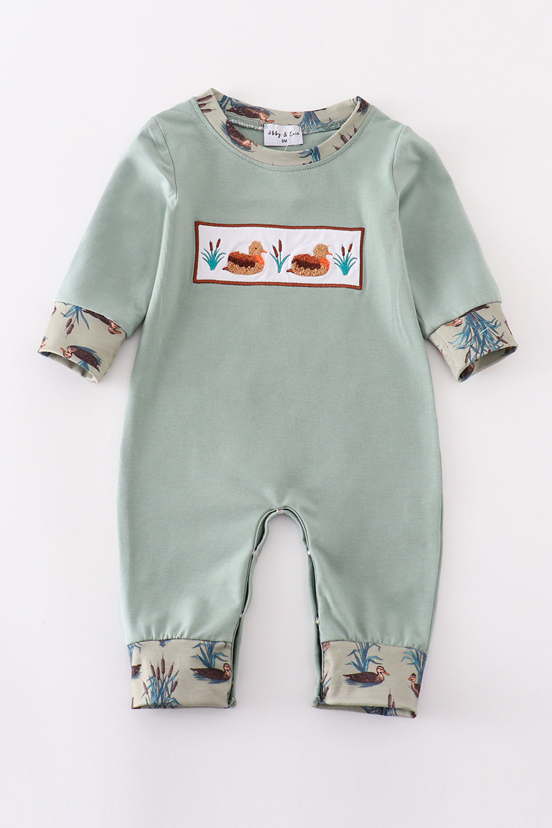 Sage duck french knot boy romper