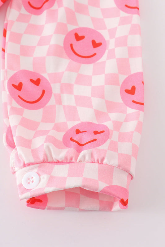 Pink valentine smile print girl set