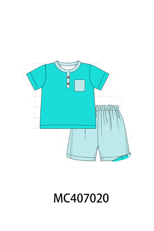 Mint stripe boy set