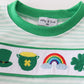 Green lucky clover embroidery boy bloomer set
