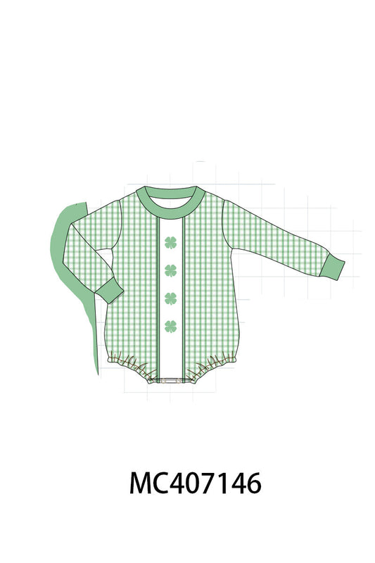 Green clover embroidery boy bubble