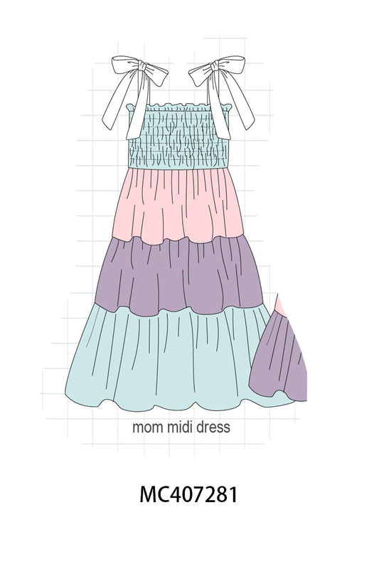 Multicolored tiered smocked mom&me dress