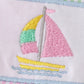Seersucker sailboat embroidery girl bloomer set