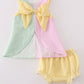 Seersucker sailboat embroidery girl bloomer set