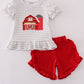 Red farm applique girl set
