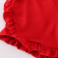 Red farm applique girl set