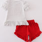 Red farm applique girl set