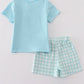 Blue gingham boy shorts set