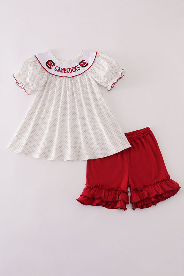 South Carolina Gamecocks embroidery ruffle shorts set