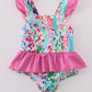 Rainbow garden print one-piece swimsuit