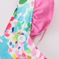 Rainbow garden print one-piece swimsuit