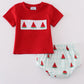 Red watermelon embroidery smocked bloomer set