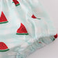 Red watermelon embroidery smocked bloomer set