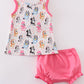 Pink character birthday print girl bloomer set