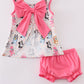 Pink character birthday print girl bloomer set