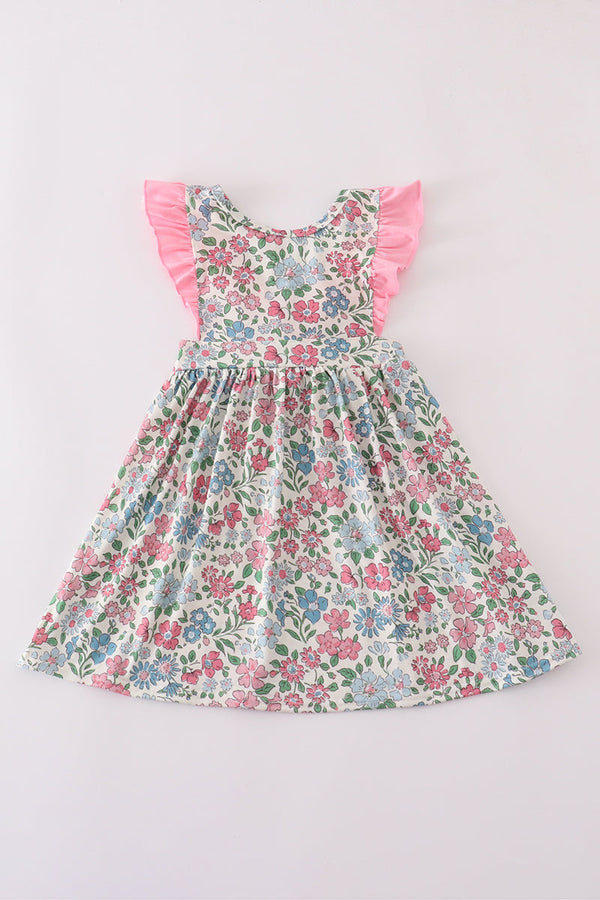 Vintage floral print ruffle dress