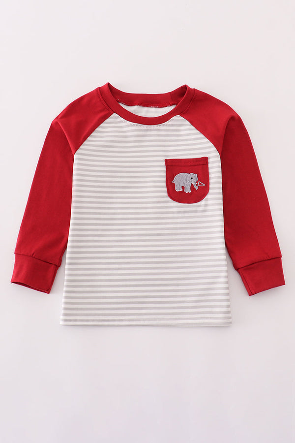 Alabama roll tide elephant embroidery stripe top