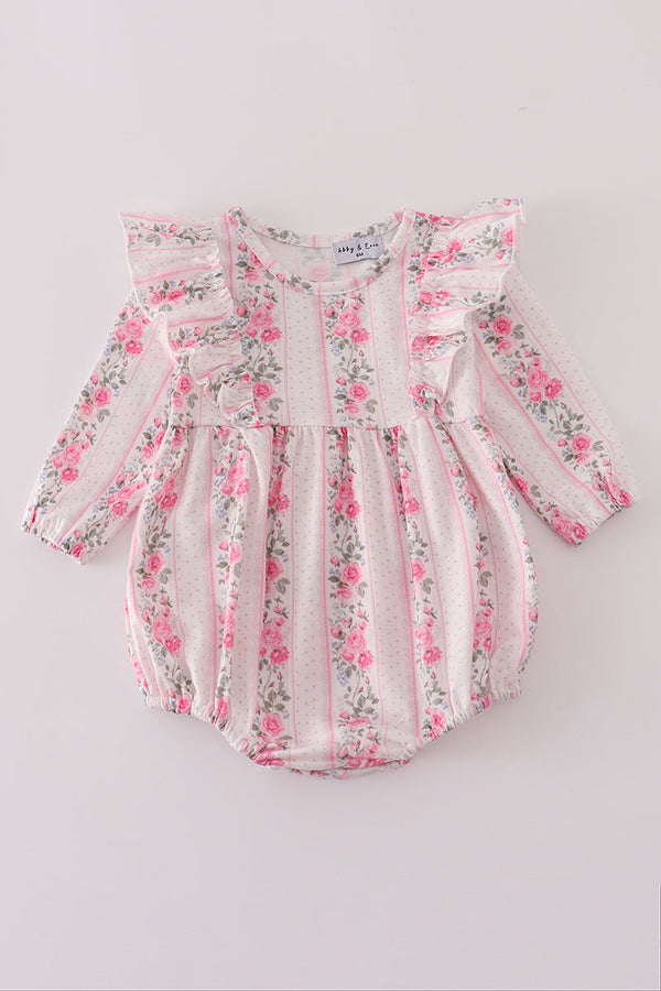 Pink floral print ruffle bubble