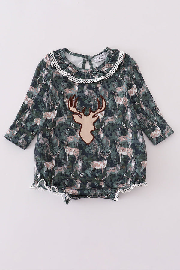 Camouflage hunting deer applique ruffle bubble