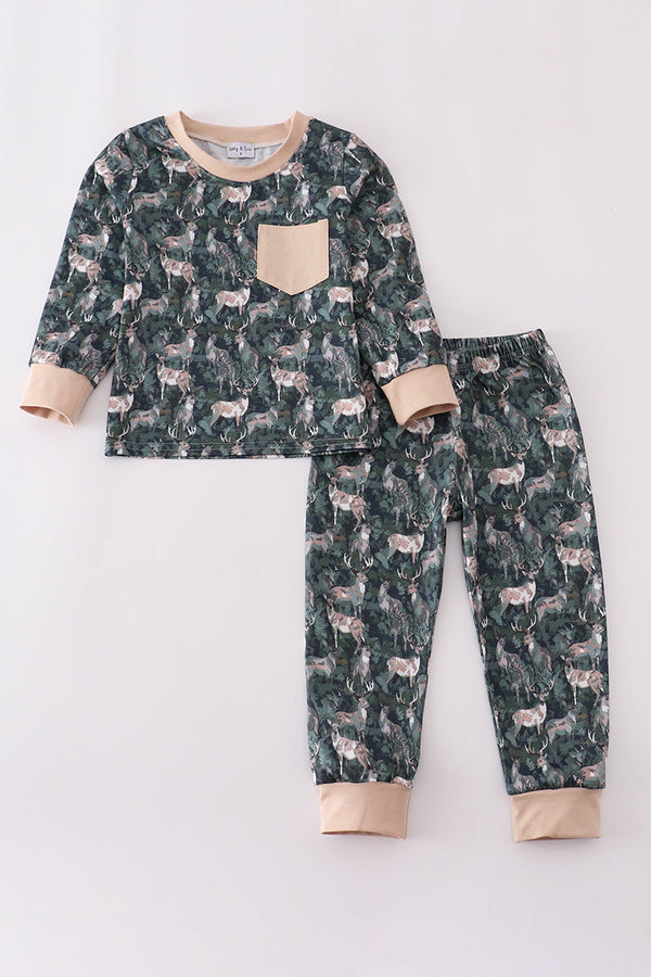 Camouflage hunting deer pajama set