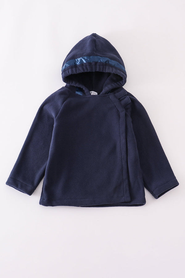 Navy bow fleece velcro hoodie