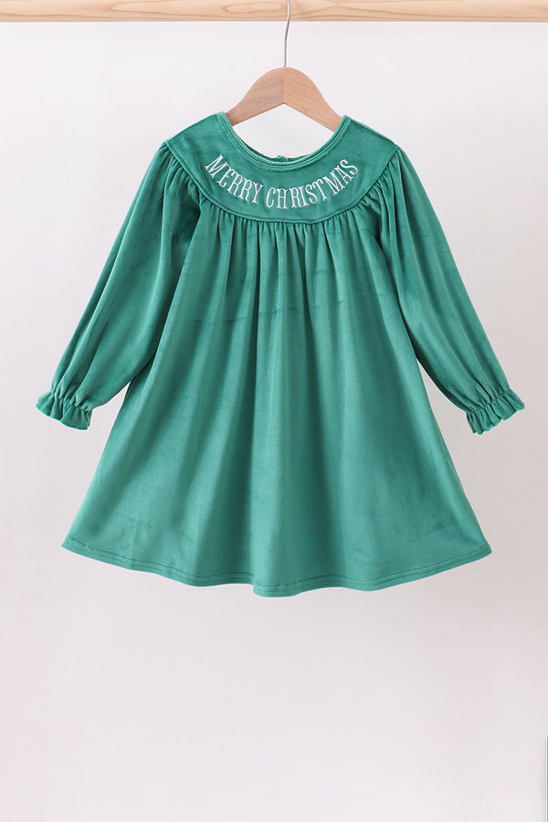 Forest merry christmas embroidery dress