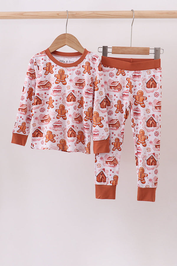 Brown gingerbread house bamboo pajmas romper