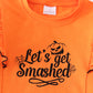 Orange halloween "let's get smashed" stripe set