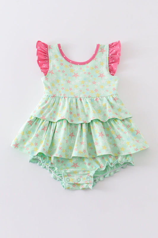 Platinum star print ruffle girl bubble