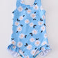 Blue daisy print one-piece girl swimsuit UPF50+