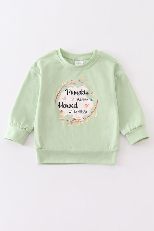 Green pumpkin girl top