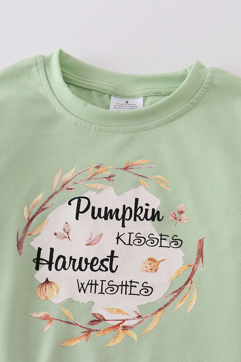 Green pumpkin girl top