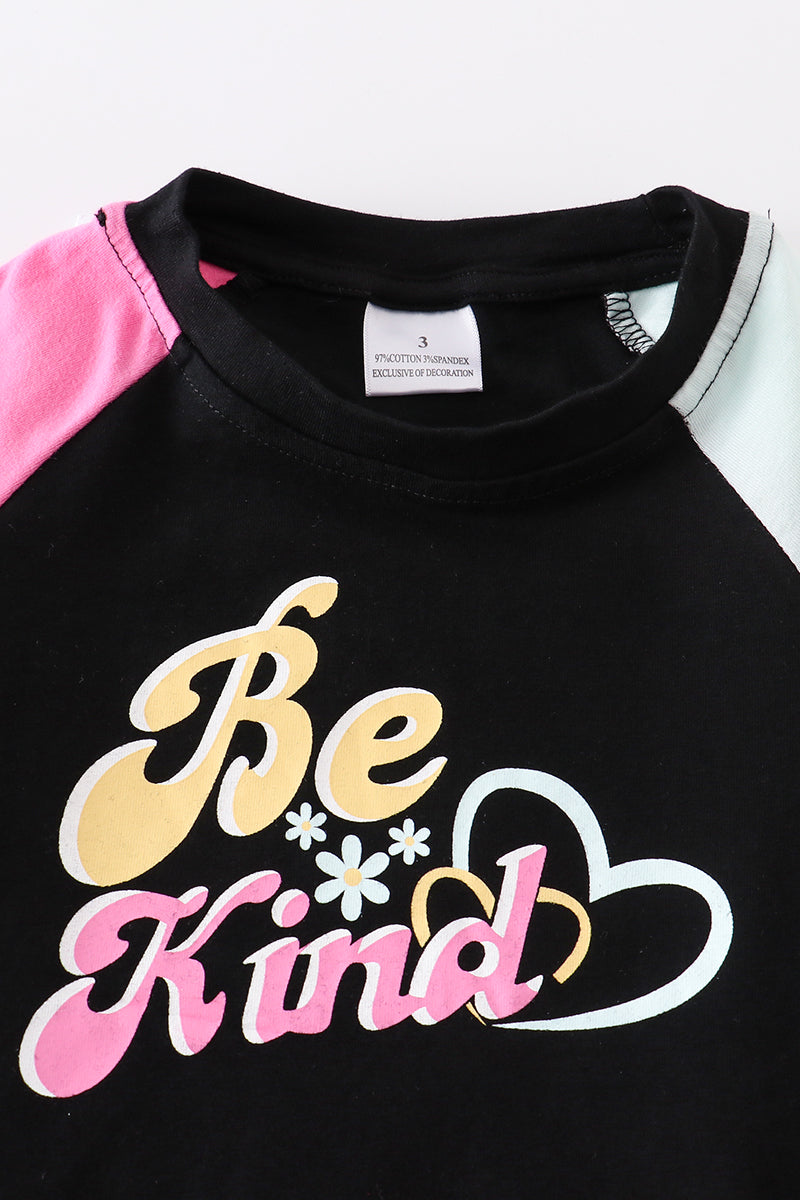 Pink color block "Be Kind" girl top