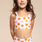 Orange floral print 2pc girl swimsuit (size run small, go up 2-3 sizes)